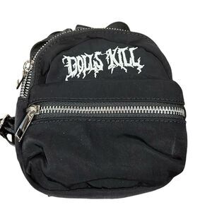 Dolls Kill black with white embroidery mini back pack nwot